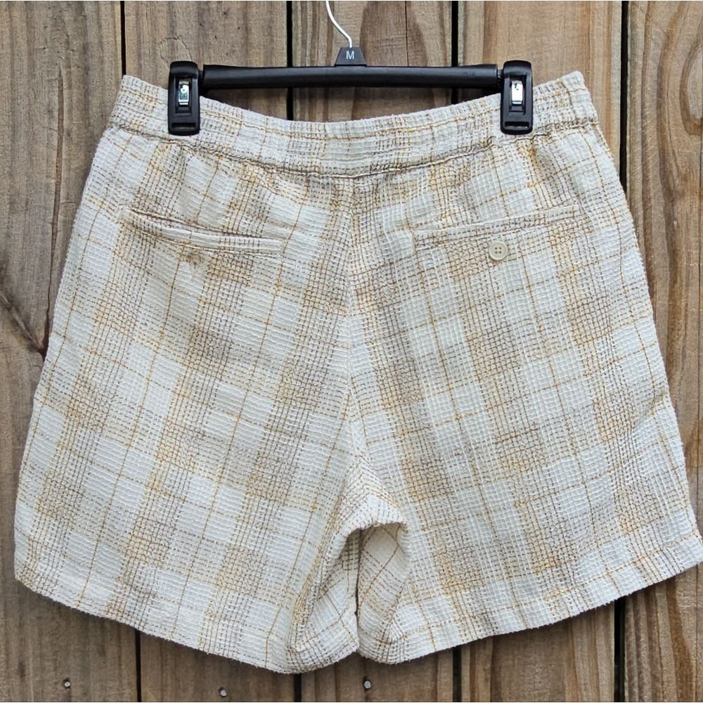 ZARA Plaid Textured Weave Drawstring Shorts Size L - Picture 6 of 9